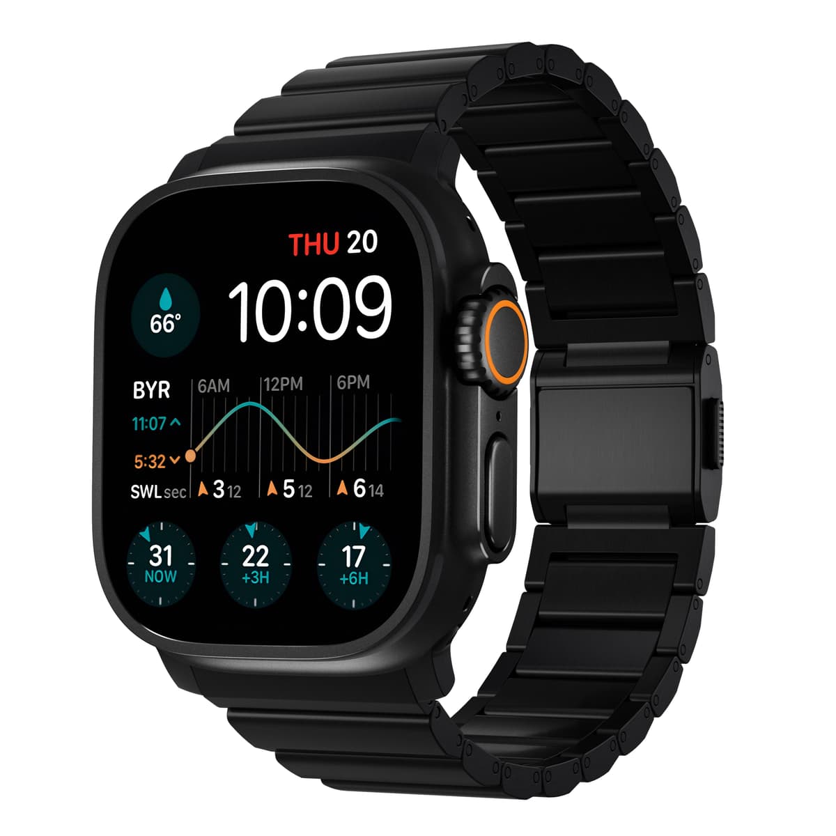 Řemínek pro Apple Watch 45/46/49 mm Nomad Titanium Band V2 - černý