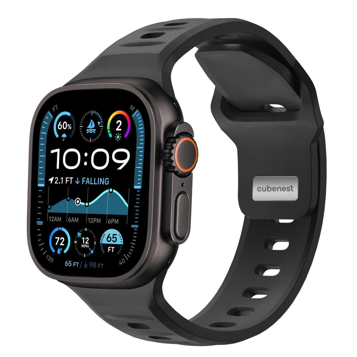 Cubenest Prémiový sportovní řemínek na Apple Watch černý