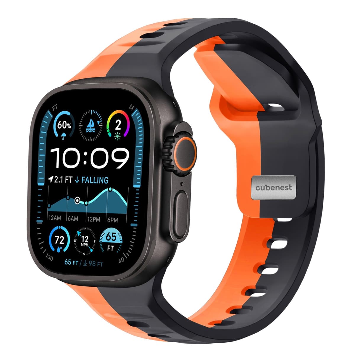 Cubenest Prémiový sportovní řemínek na Apple Watch černo-oranžový