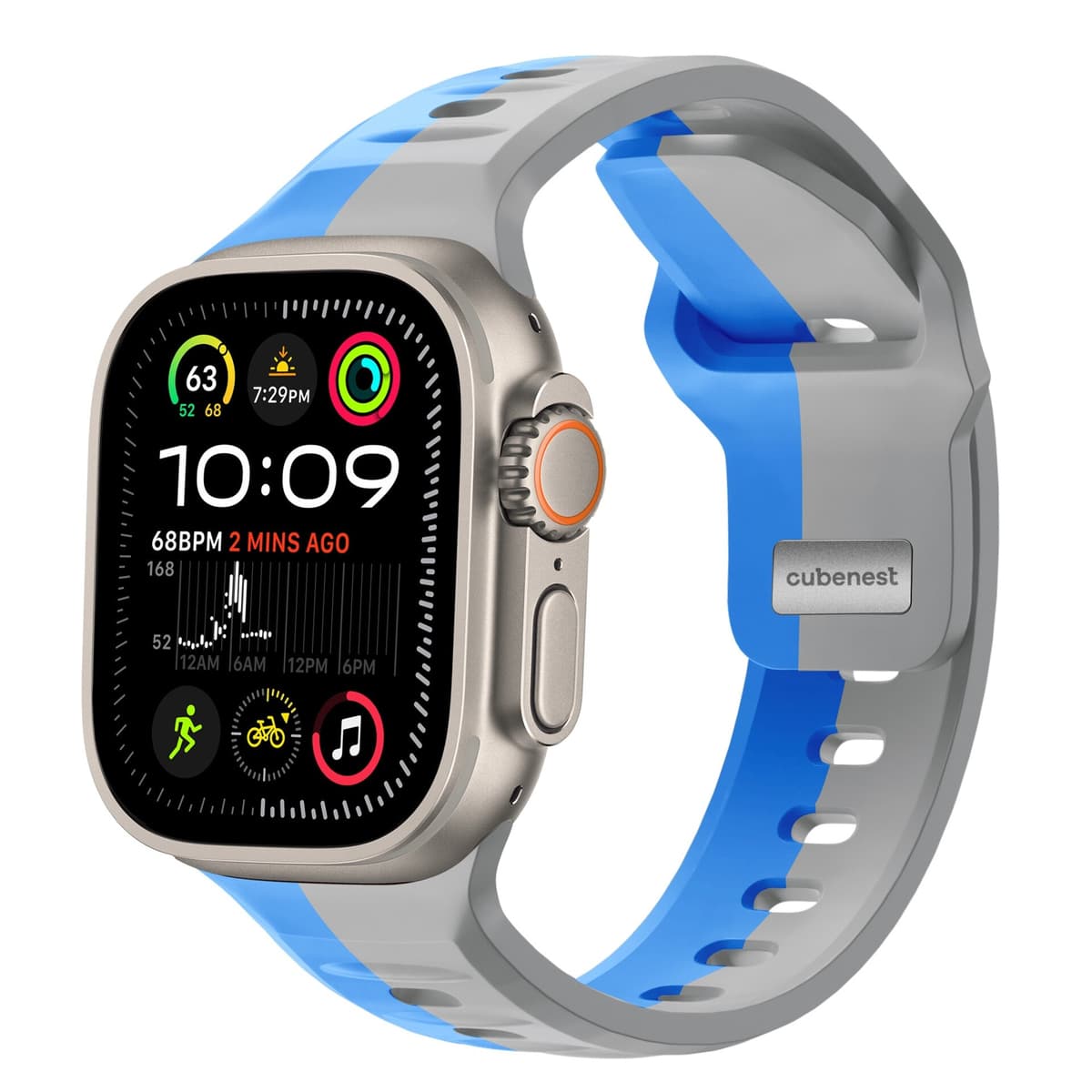 Cubenest Prémiový sportovní řemínek na Apple Watch modro-šedý