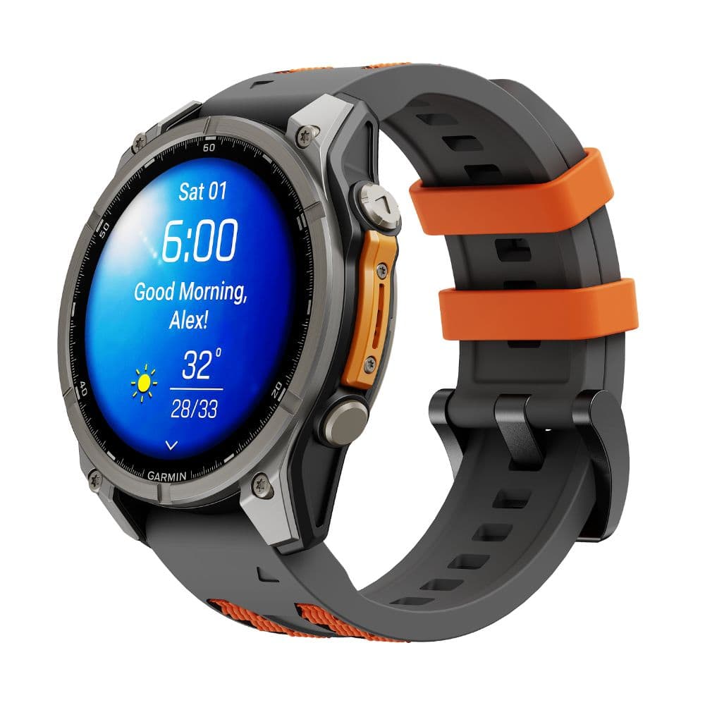 Cubenest Prémiový sportovní řemínek na Garmin Watch QuickFit 26 mm šedo-oranžový