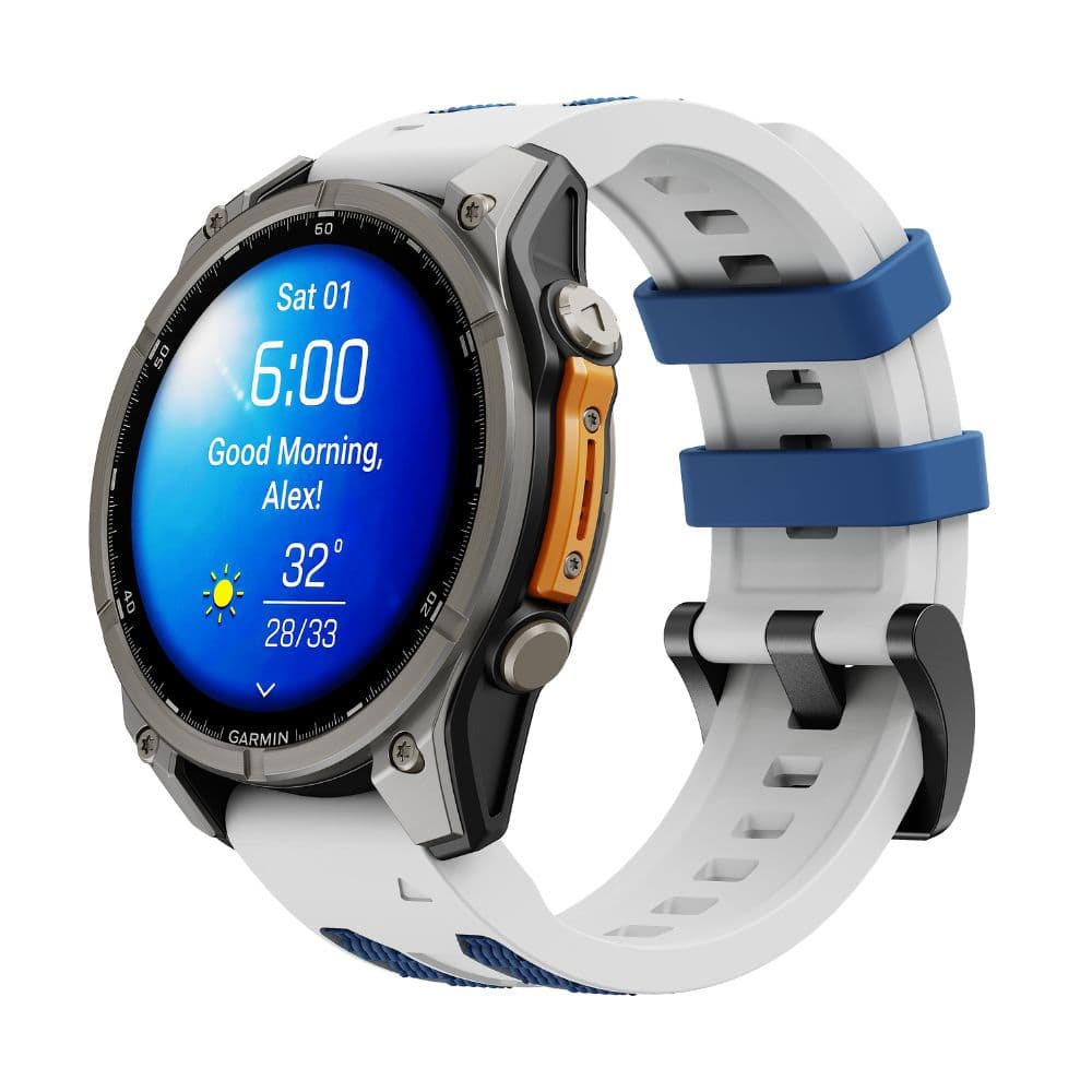 Cubenest Prémiový sportovní řemínek na Garmin Watch QuickFit 26 mm bílo-modrý