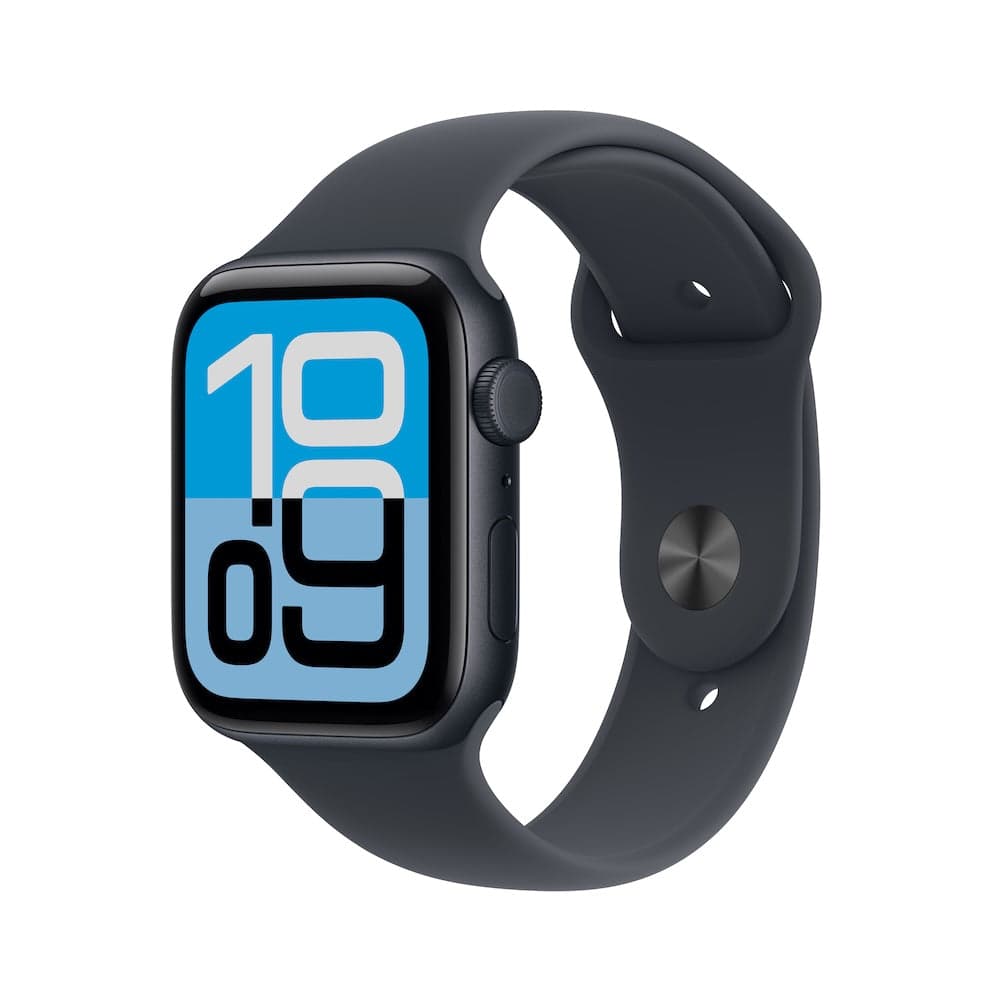 Apple Watch SE 3 GPS + Cellular 44mm temně inkoustové hliníkové pouzdro s temně inkoustovým sportovním řemínkem - S/M