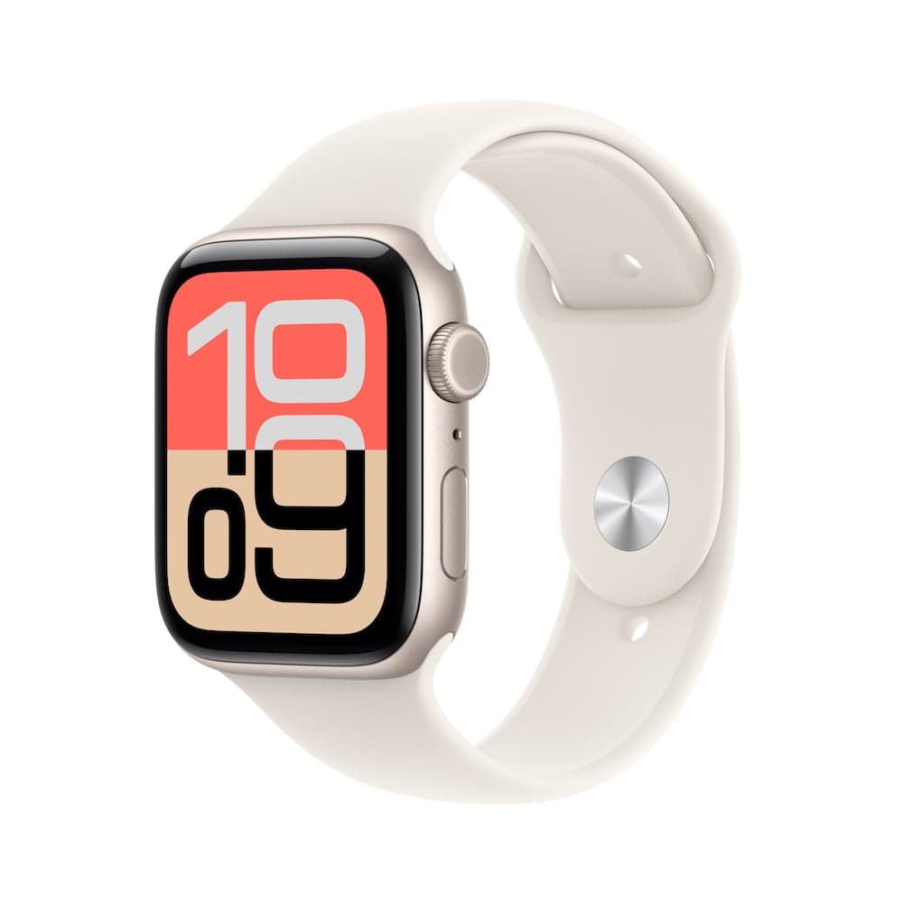 Apple Watch SE 3 GPS + Cellular 44mm hvězdně bílé hliníkové pouzdro s hvězdně bílým sportovním řemínkem - M/L