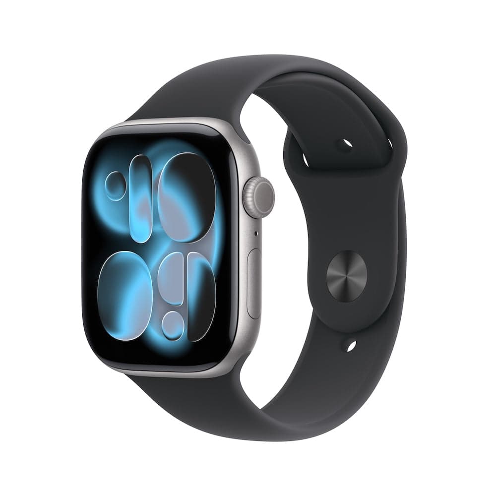 Apple Watch Series 11 GPS + Cellular 42mm vesmírně šedé hliníkové pouzdro s černým sportovním řemínkem - S/M