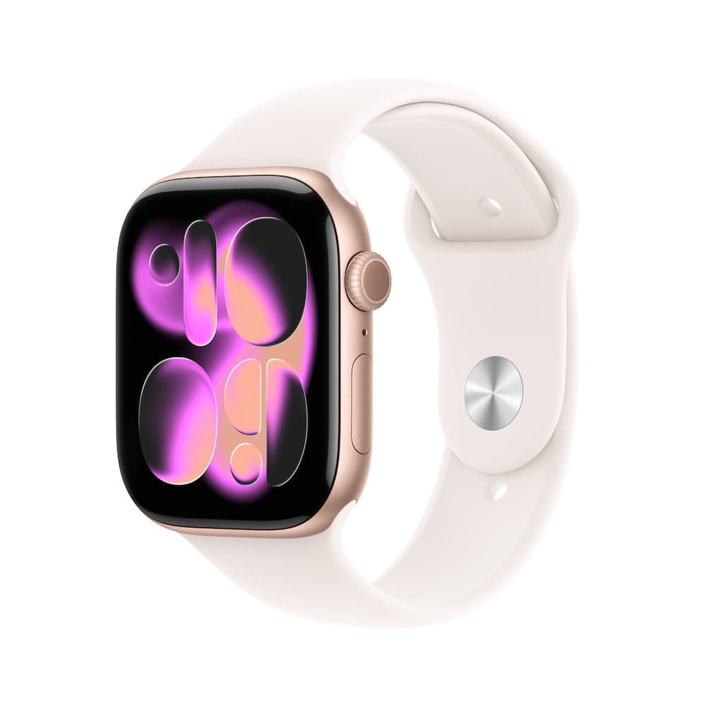 Apple Watch Series 11 GPS 46mm růžově zlaté hliníkové pouzdro se světle ruměným sportovním řemínkem - S/M