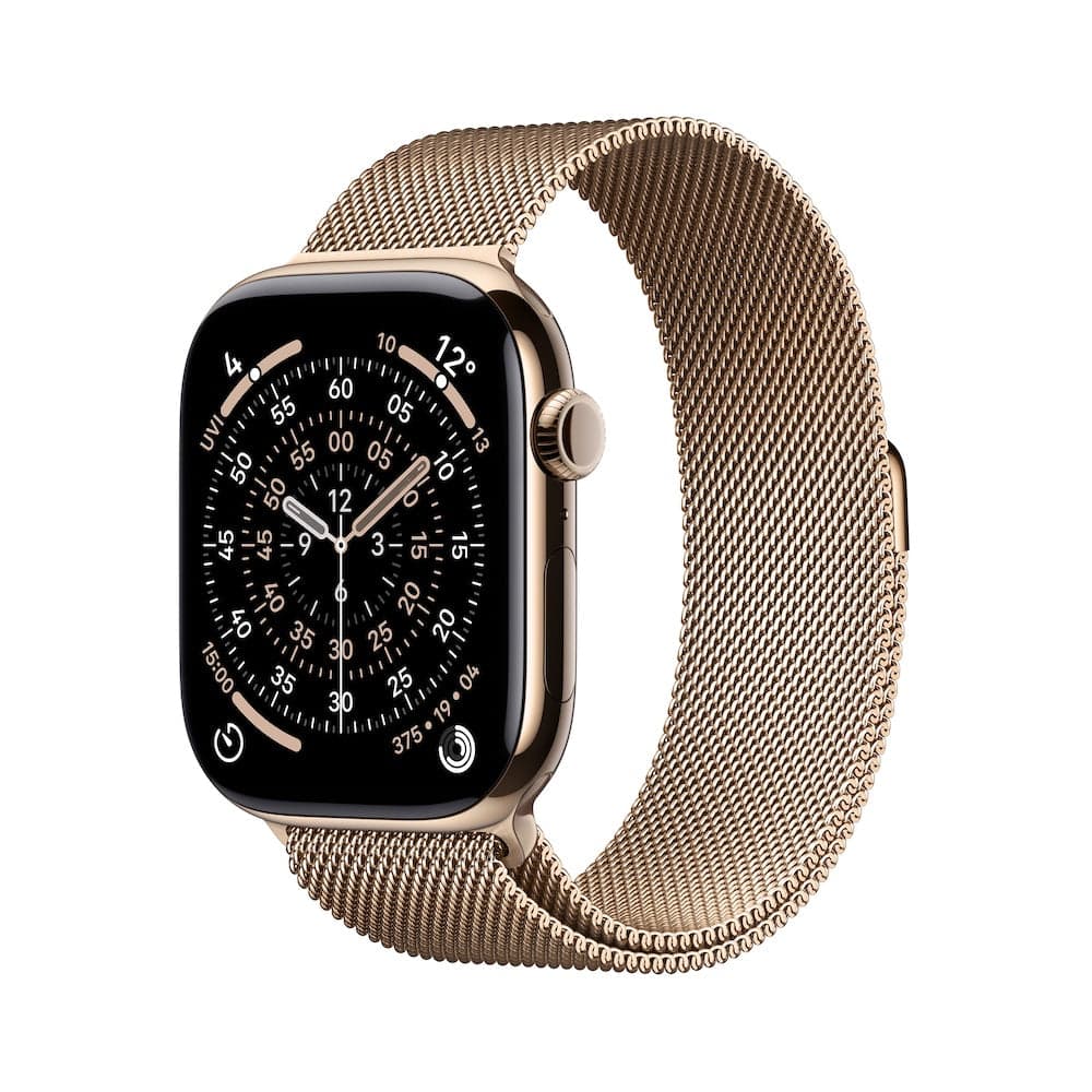 Apple Watch Series 11 GPS + Cellular 46mm zlaté titanové pouzdro se zlatým milánským tahem - M/L