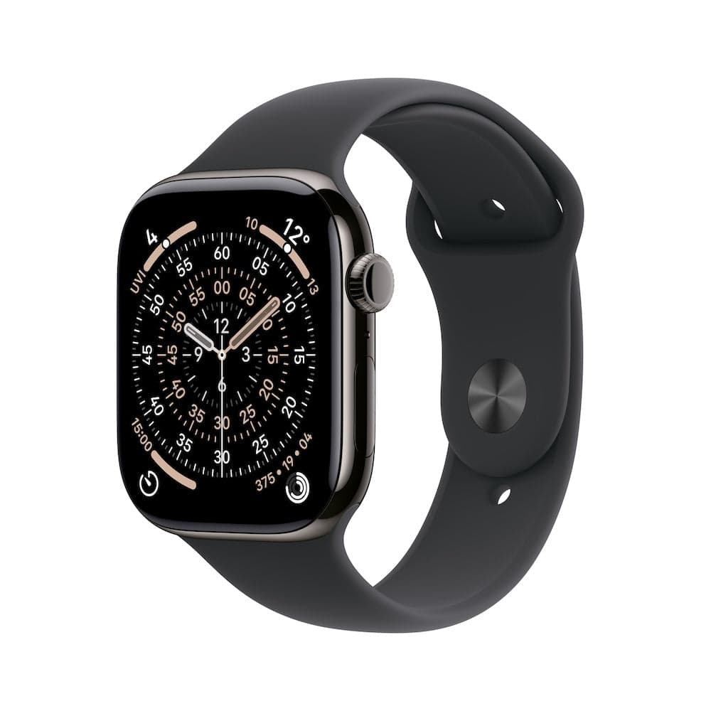 Apple Watch Series 11 GPS + Cellular 42mm břidlicově šedé titanové pouzdro s černým sportovním řemínkem - M/L