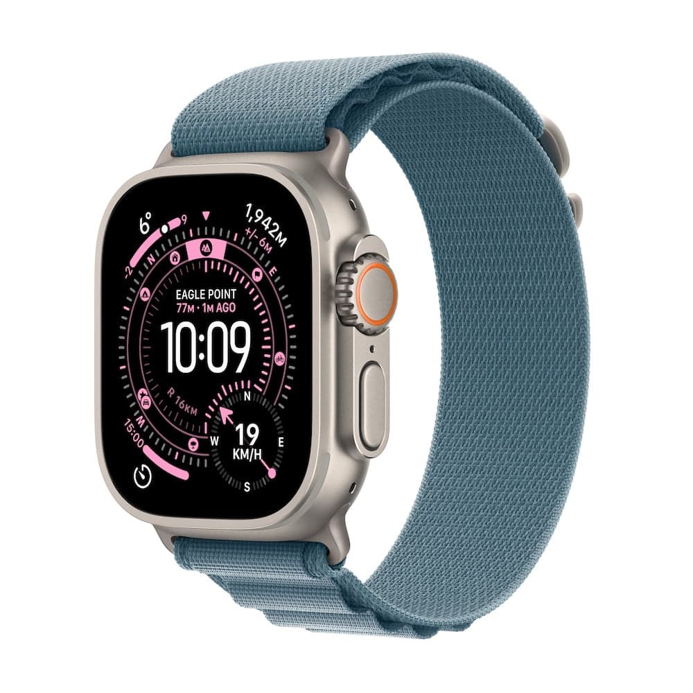 Apple Watch Ultra 3 GPS + Cellular 49mm přírodně titanové pouzdro se světle modrým alpským tahem - S