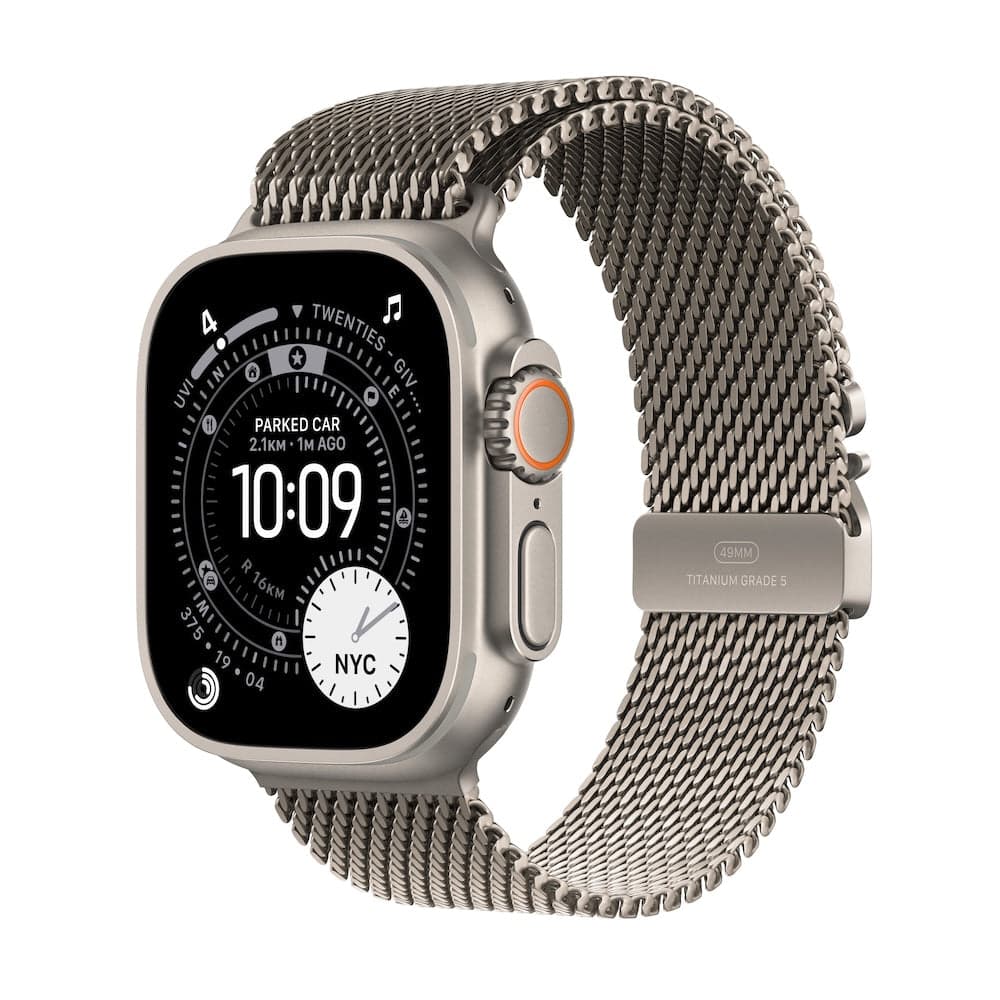 Apple Watch Ultra 3 GPS + Cellular 49mm přírodně titanové pouzdro s přírodně titanovým milánským tahem z titanu - M
