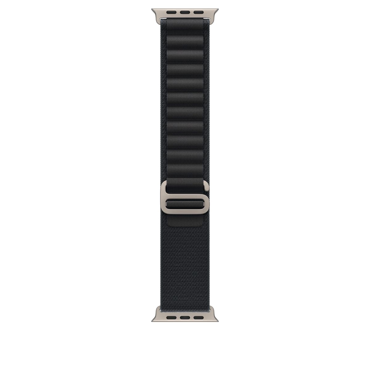Řemínek pro Apple Watch 44/45/46/49 mm Apple černý Alpský tah - malý - provedení z přírodního titanu