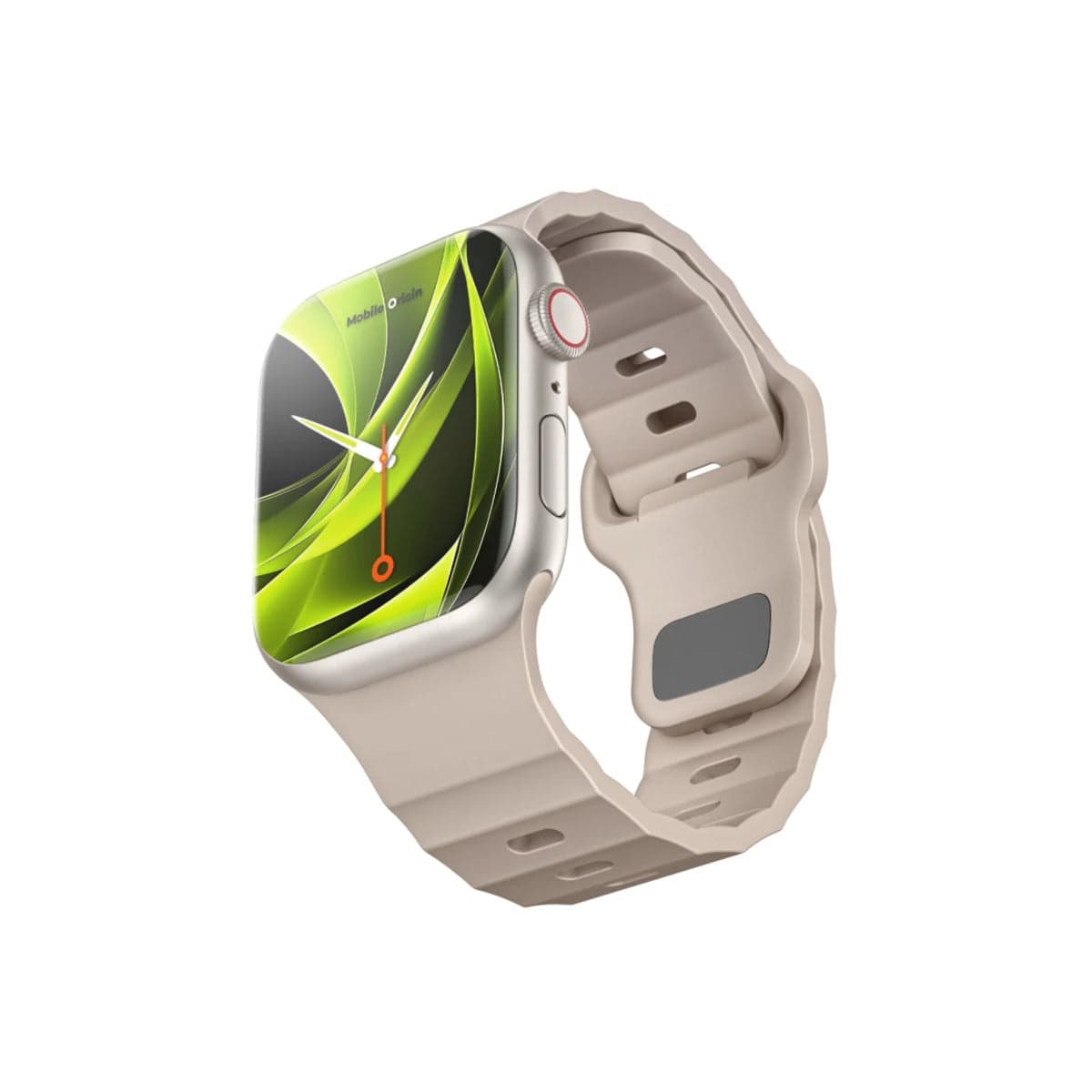 Řemínek pro Apple Watch 44/45/46/49 mm Mobile Origin FKM Strap s kovovým zapínáním - béžový