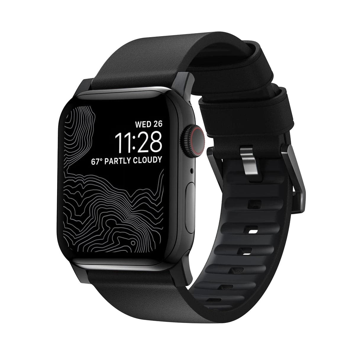 Řemínek pro Apple Watch 42/44/45/49 mm Nomad Active Strap Pro - černý s černou přezkou